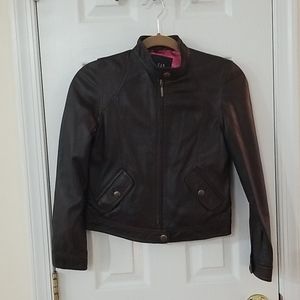 Girls Gap Genuine Leather Motto Jacket
